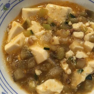 ズッキーニとナスのそぼろ豆腐煮